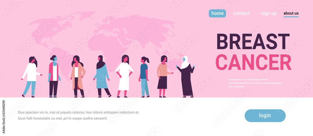 breast cancer day mix race woman group disease awareness prevention poster women communication female cartoon character full length horizontal banner copy space flat breast cancer day mix race woman group disease awareness prevention poster women communication female cartoon character full length horizontal banner copy space flat