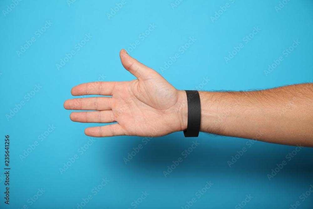 Paper event black bracelet mockup, wristband design. Identification wrist, adhesive. Paper event black bracelet mockup, wristband design. Identification wrist, adhesive.