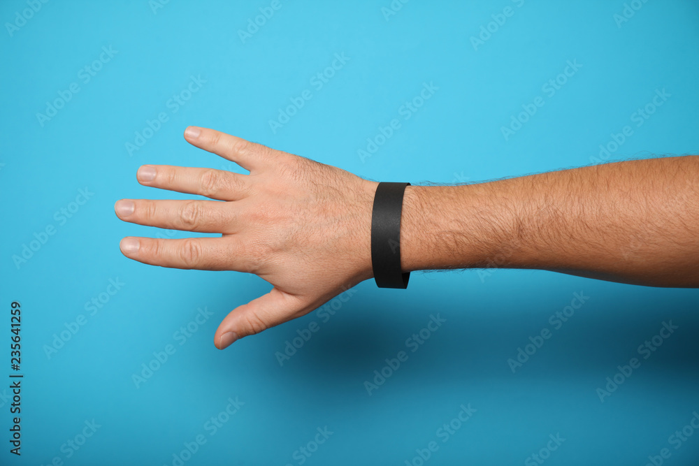 Accessory paper wristband mockup, event (hospital) bracelet. Black