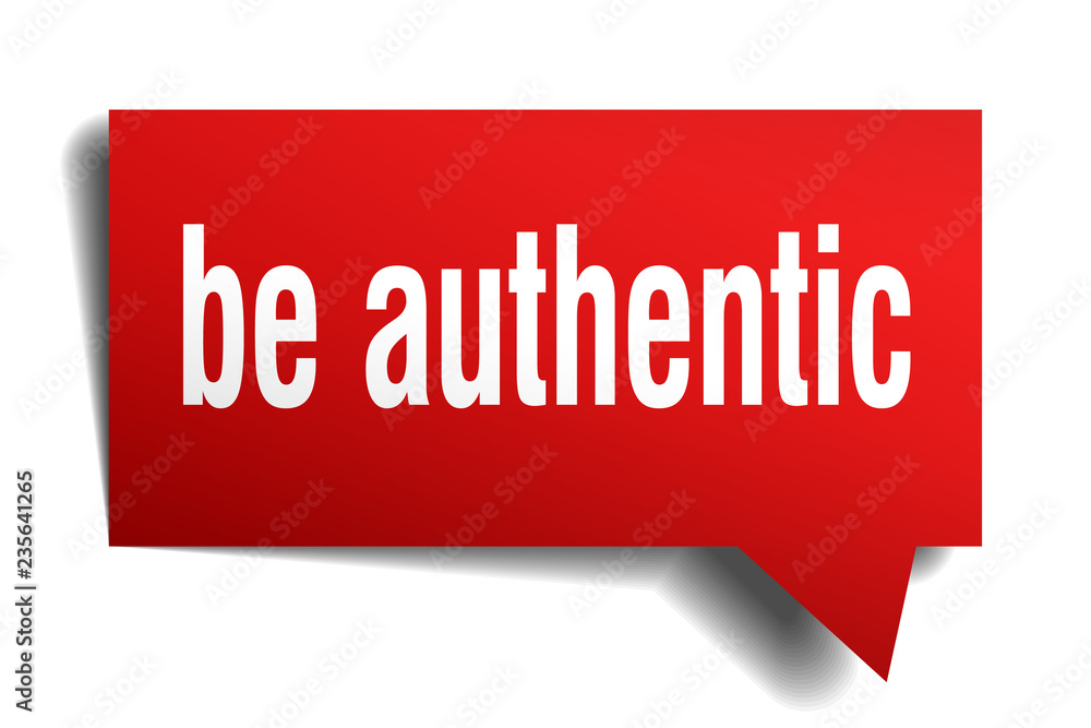be authentic red 3d speech bubble