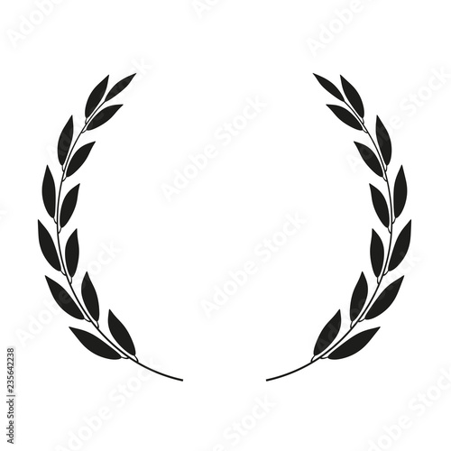 Laurel wreath placed on white background. Vector icon.