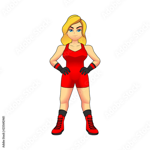 wrestler woman vector cartoon character