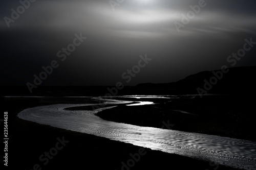 Fjaðrá river in the moonlight 