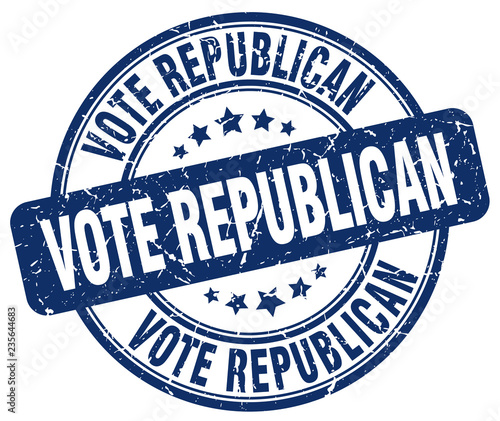 vote republican blue grunge round vintage rubber stamp