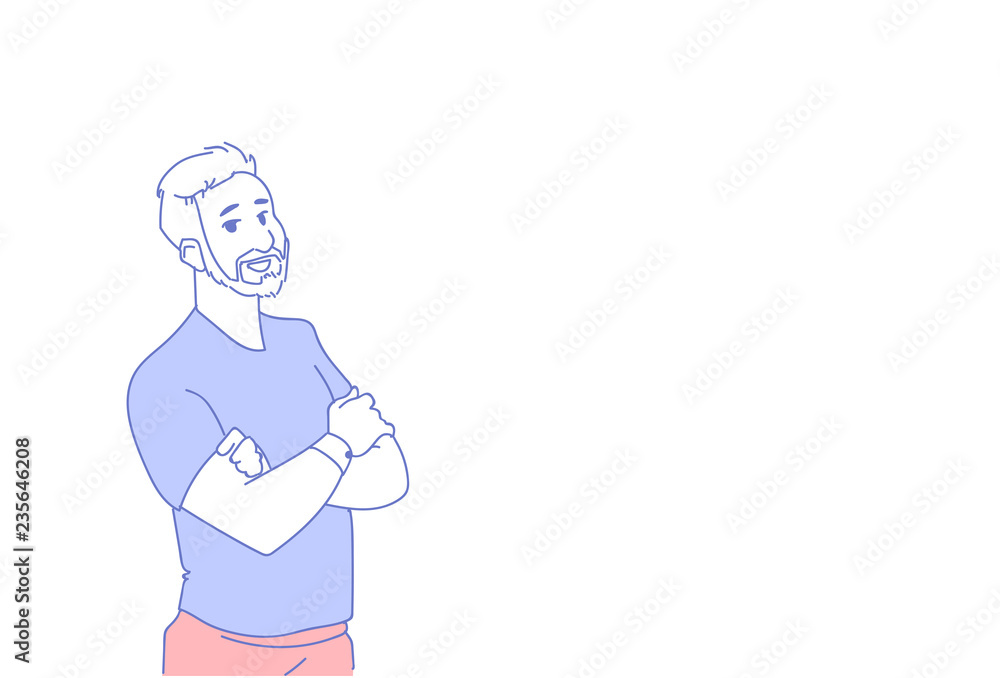 casual bearded man folded hands businessman office worker male character portrait sketch doodle horizontal casual bearded man folded hands businessman office worker male character portrait sketch doodle horizontal