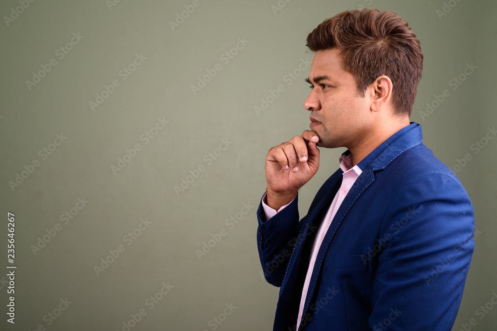 Profile view of Indian businessman thinking and planning Profile view of Indian businessman thinking and planning