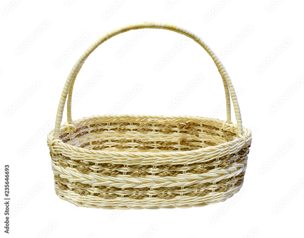 Fototapeta premium Blank rattan basket separated white background