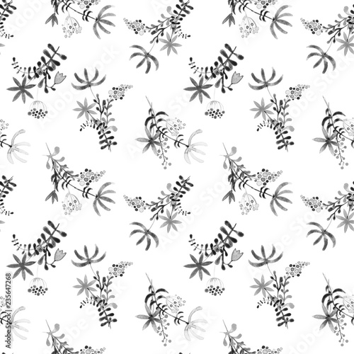 Cute watercolor floral seamless pattern. Back and 