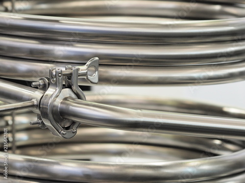 Industrial stainless steel pipe work © Stringer Image