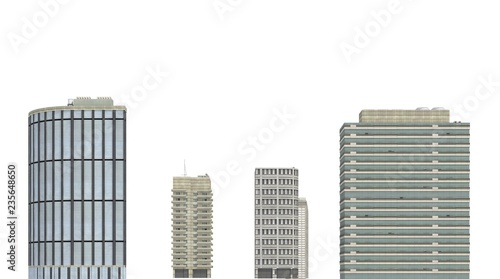 Modern buildings isolated on white background 3d illustration