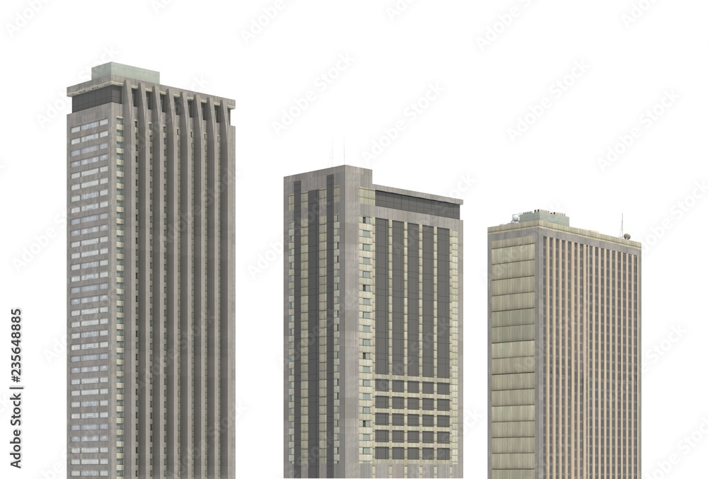 Fototapeta premium Modern buildings isolated on white background 3d illustration