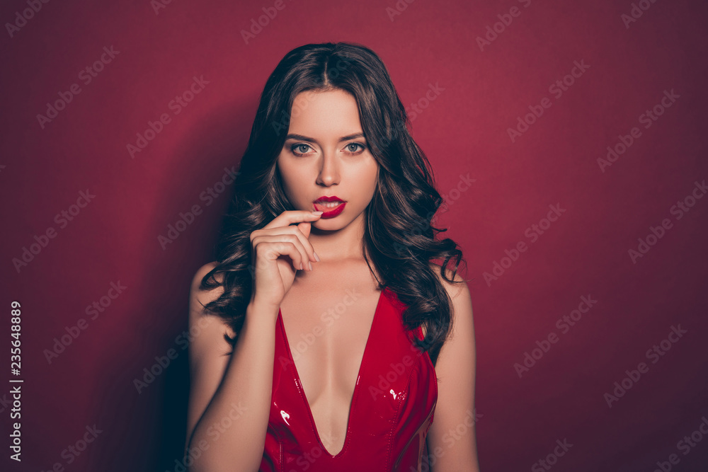 Attractive gorgeous pretty good-looking brunette lady with moder Attractive gorgeous pretty good-looking brunette lady with moder