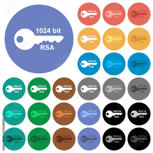 1024 bit rsa encryption round flat multi colored icons