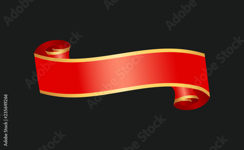 Decorative red ribbon banner isolated vector