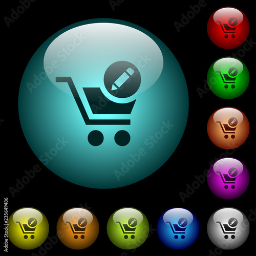 Edit cart items icons in color illuminated glass buttons