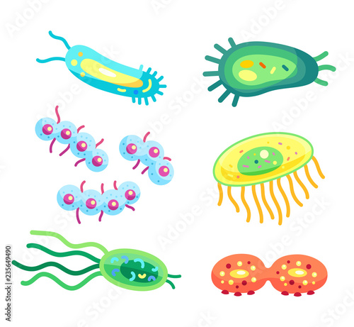 Bacteria virus cells set  microbes vector icon