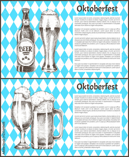 Oktoberfest Beer Objects Set Hand Drawn Icons