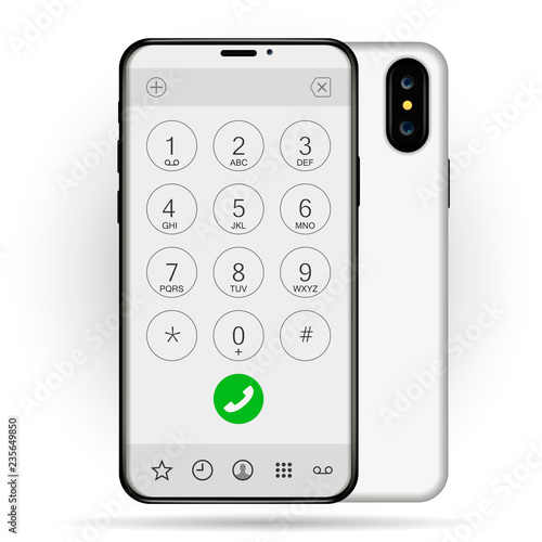 Keypad for on smartphone. Keyboard template in smartphone. Keypad for a touchscreen device. Vector illustration.