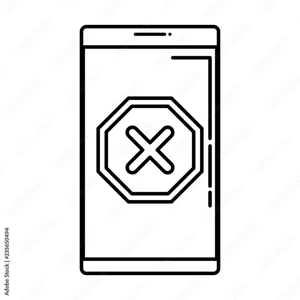 smartphone with denied mark icon