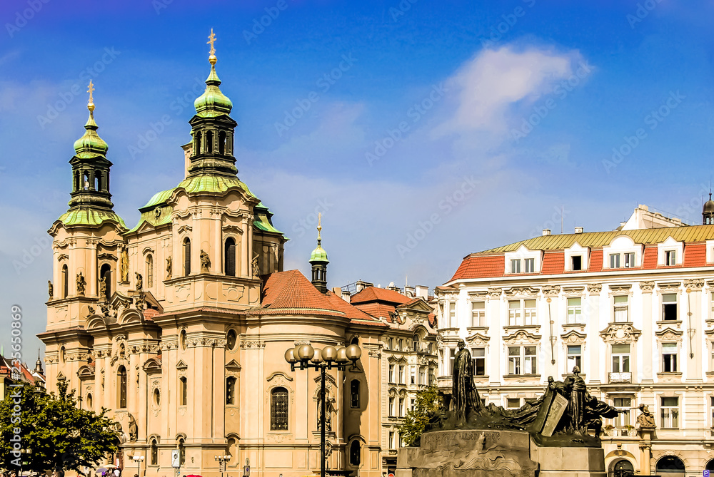 Old Town Square and Saint Nicholas Church in Prague