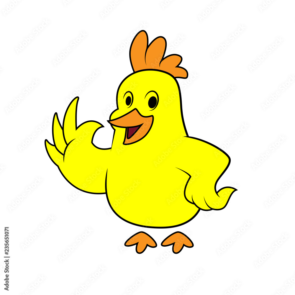 Chicken cartoon character waving hand Chicken cartoon character waving hand