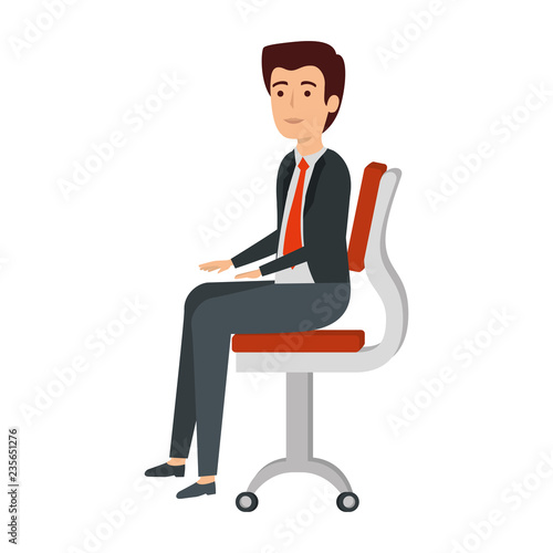 elegant businessman sitting in the chair