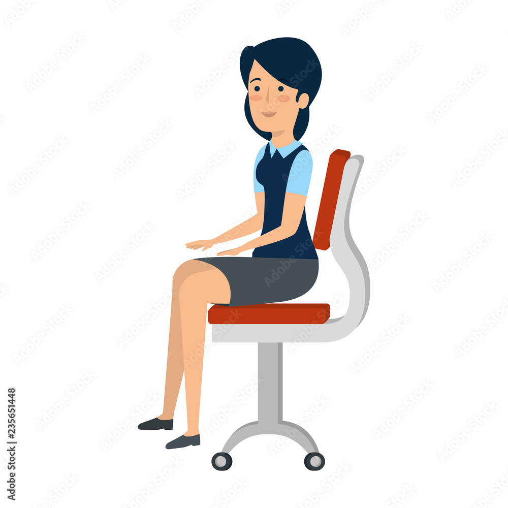 businesswoman sitting in office chair character businesswoman sitting in office chair character