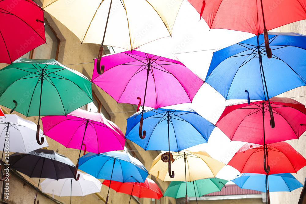 colorful umbrellas on the background colorful umbrellas on the background
