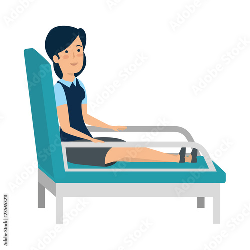 businesswoman sitting in psychiatrist chair