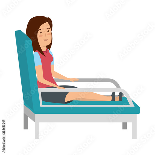 businesswoman sitting in psychiatrist chair