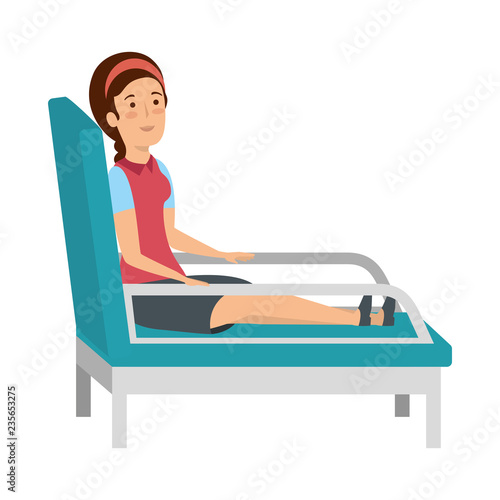 businesswoman sitting in psychiatrist chair