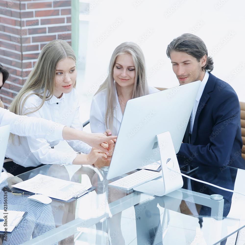business group discussing a new commercial project. business group discussing a new commercial project.