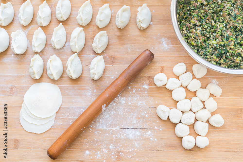The process of making dumplings The process of making dumplings