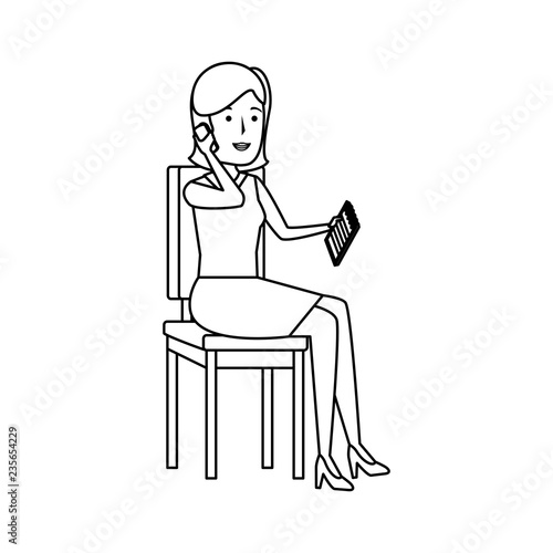 businesswoman sitting in office chair character