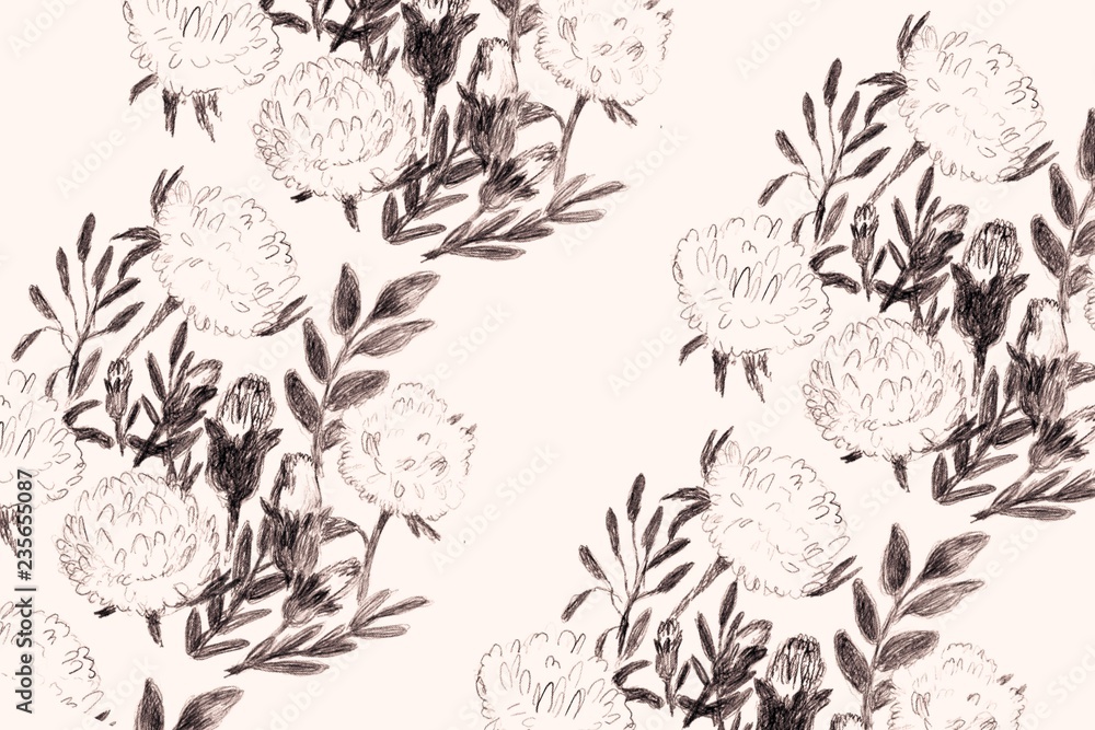 Flowers on off-white background, Hand drawn pattern, for Spring Summer, good for Digital Print watercolor Flowers on off-white background, Hand drawn pattern, for Spring Summer, good for Digital Print watercolor