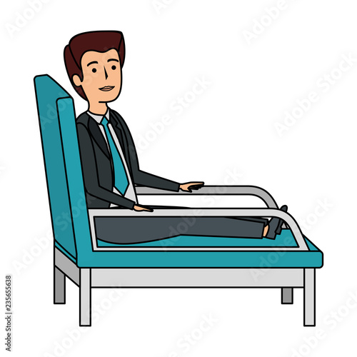 businessman sitting in psychiatrist chair