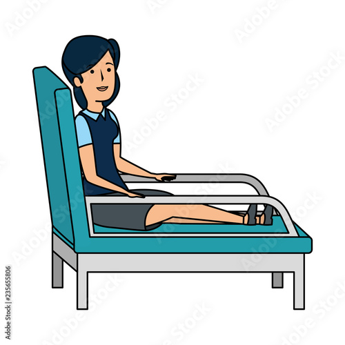 businesswoman sitting in psychiatrist chair