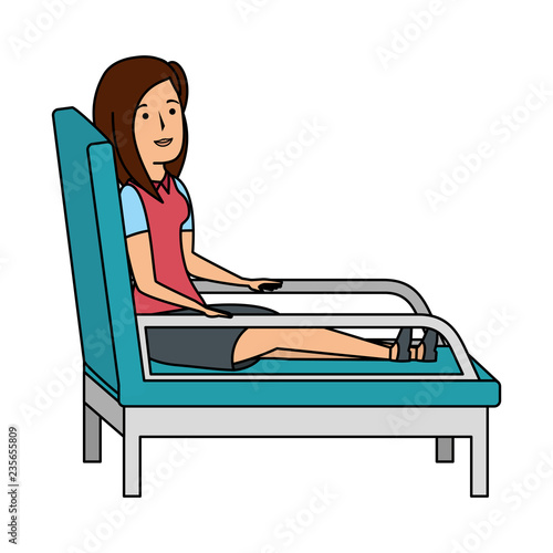 businesswoman sitting in psychiatrist chair
