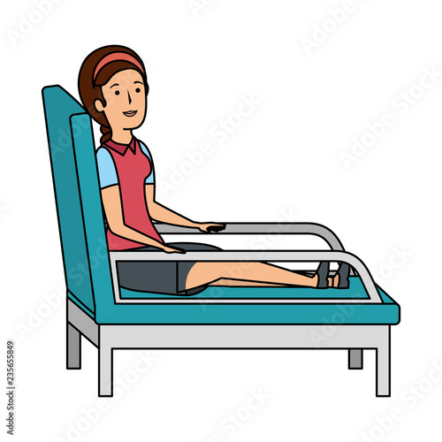 businesswoman sitting in psychiatrist chair