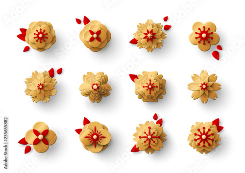 Gold paper cut flowers