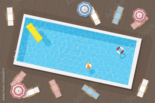 Rectangular pool with inflatable circle