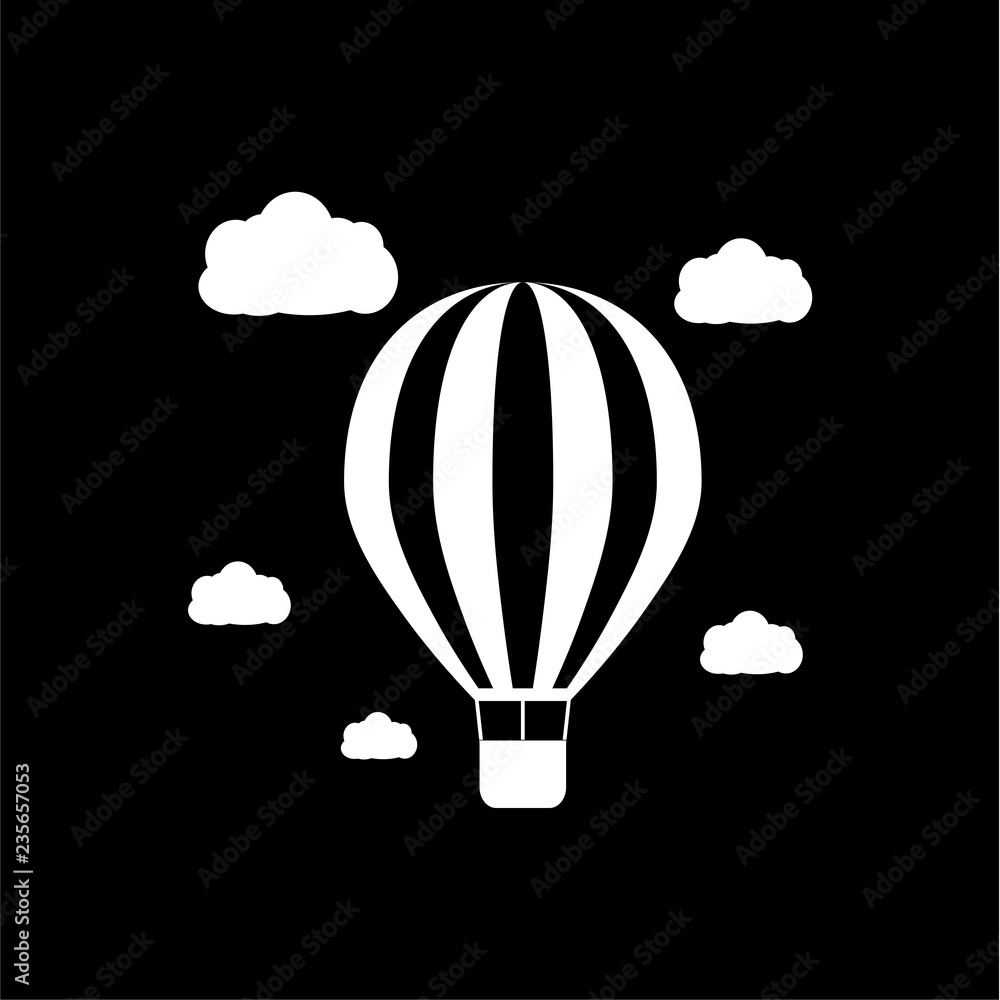 Naklejka premium Hot air balloon icon or logo on dark background