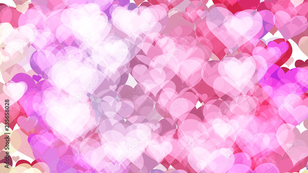 Naklejka premium Abstract background with various multicolored hearts. Big and small.