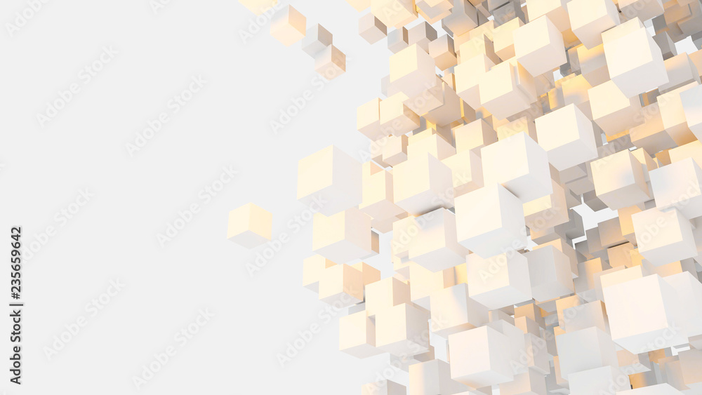 3D render - cubes floating in space 