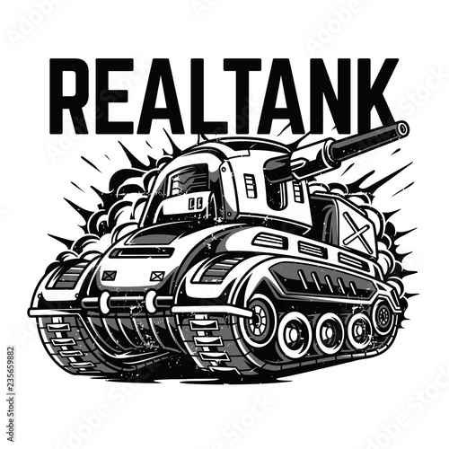 Real Tank Black n White Illustration