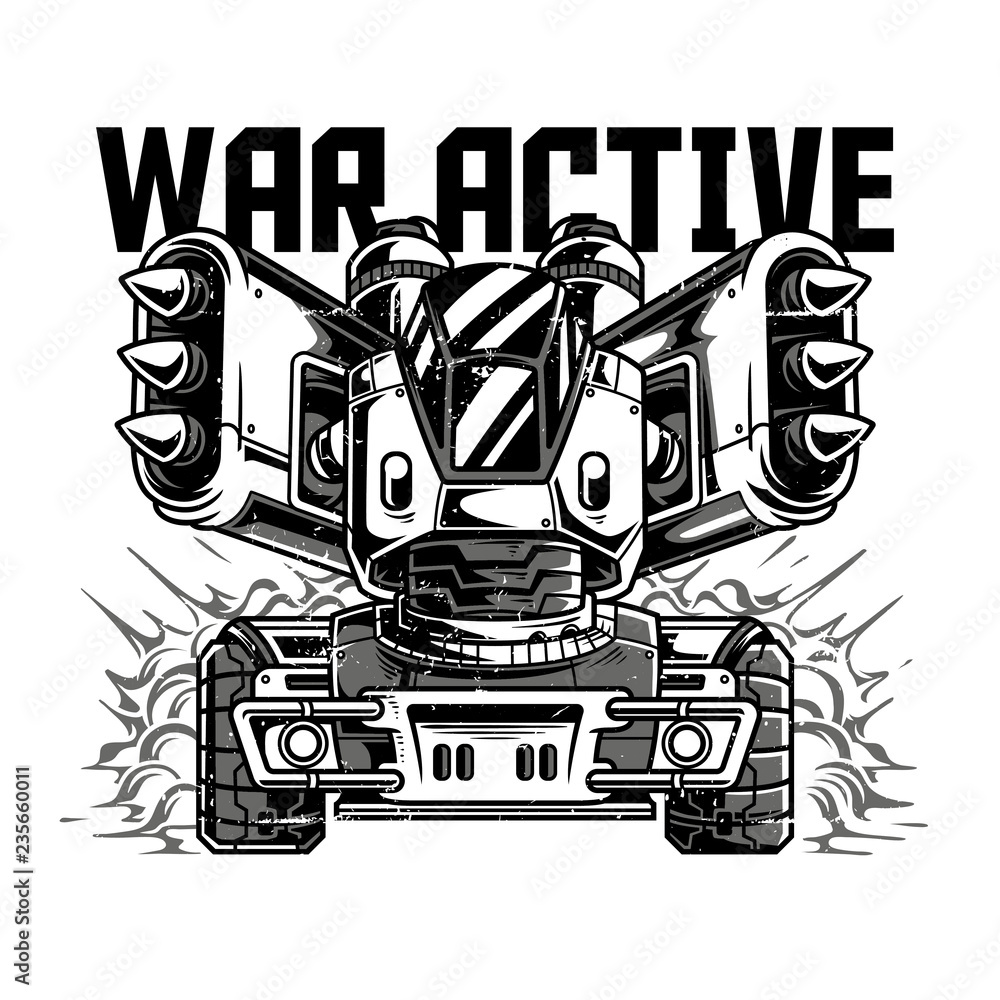 War Active Black n White Illustration