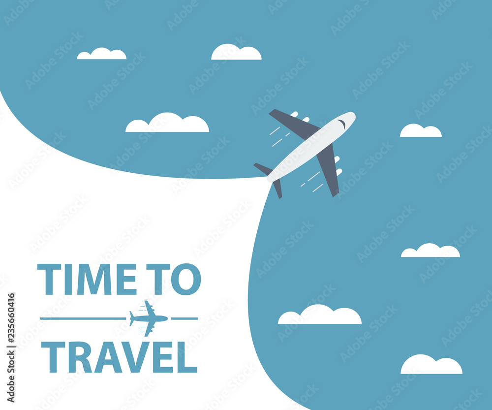banner of the flying Airplane and cloud on blue sky background.Travel by plane poster or background. Vector illustration. banner of the flying Airplane and cloud on blue sky background.Travel by plane poster or background. Vector illustration.