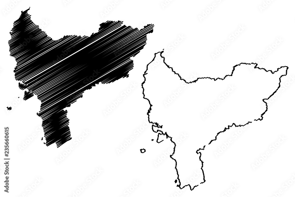 West Kalimantan (Subdivisions of Indonesia, Provinces of Indonesia) map vector illustration, scribble sketch West Kalimantan map