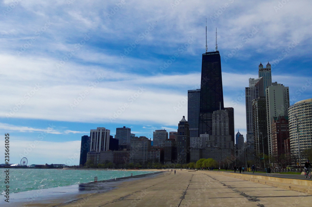 Chicago Skyline seen from the Lakefront Trail