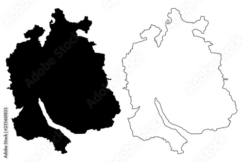 Zurich (Cantons of Switzerland, Swiss cantons, Swiss Confederation) map vector illustration, scribble sketch Canton of Zürich map